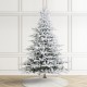 Glitzhome 7.5ft Pre-Lit Flocked Full Fir Artificial Christmas Tree with 580 Warm White/Multicolor LED Lights, 9 Function w/Foot Pedal