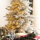 Glitzhome 9ft Pre-Lit Flocked Full Fir Artificial Christmas Tree with 650 Warm White/Multicolor LED Lights, 9 Function w/Foot Pedal, Simple Setup
