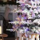 Glitzhome 9ft Pre-Lit Flocked Full Fir Artificial Christmas Tree with 650 Warm White/Multicolor LED Lights, 9 Function w/Foot Pedal, Simple Setup