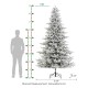 Glitzhome 9ft Pre-Lit Flocked Full Fir Artificial Christmas Tree with 650 Warm White/Multicolor LED Lights, 9 Function w/Foot Pedal, Simple Setup