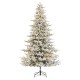 Glitzhome 9ft Pre-Lit Flocked Full Fir Artificial Christmas Tree with 650 Warm White/Multicolor LED Lights, 9 Function w/Foot Pedal, Simple Setup