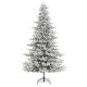 Glitzhome 9ft Pre-Lit Flocked Full Fir Artificial Christmas Tree with 650 Warm White/Multicolor LED Lights, 9 Function w/Foot Pedal, Simple Setup