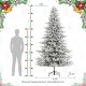 Glitzhome 9ft Pre-Lit Flocked Full Fir Artificial Christmas Tree with 650 Warm White/Multicolor LED Lights, 9 Function w/Foot Pedal, Simple Setup