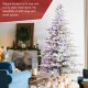 Glitzhome 9ft Pre-Lit Flocked Full Fir Artificial Christmas Tree with 650 Warm White/Multicolor LED Lights, 9 Function w/Foot Pedal, Simple Setup