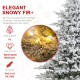 Glitzhome 9ft Pre-Lit Flocked Full Fir Artificial Christmas Tree with 650 Warm White/Multicolor LED Lights, 9 Function w/Foot Pedal, Simple Setup