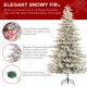 Glitzhome 9ft Pre-Lit Flocked Full Fir Artificial Christmas Tree with 650 Warm White/Multicolor LED Lights, 9 Function w/Foot Pedal, Simple Setup