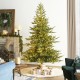 Glitzhome 7.5ft Pre-Lit Green Full Fir Artificial Christmas Tree with 1600 Warm White/Multi-color Horse Race LED Lights, 9 Function w/Foot Pedal and Remote Control, Simple Setup