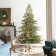 Glitzhome 7.5ft Pre-Lit Green Full Fir Artificial Christmas Tree with 1600 Warm White/Multi-color Horse Race LED Lights, 9 Function w/Foot Pedal and Remote Control, Simple Setup