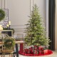 Glitzhome 7.5ft Pre-Lit Green Full Fir Artificial Christmas Tree with 1600 Warm White/Multi-color Horse Race LED Lights, 9 Function w/Foot Pedal and Remote Control, Simple Setup