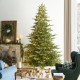 Glitzhome 9ft Pre-Lit Green Full Fir Artificial Christmas Tree with 2000 Warm White/Multi-color Horse Race LED Lights, 9 Function w/Foot Pedal and Remote Control, Simple Setup