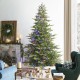 Glitzhome 9ft Pre-Lit Green Full Fir Artificial Christmas Tree with 2000 Warm White/Multi-color Horse Race LED Lights, 9 Function w/Foot Pedal and Remote Control, Simple Setup
