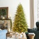 Glitzhome 7.5ft Pre-Lit Green Full Fir Artificial Christmas Tree with 1800 Warm White/Multi-color Horse Race LED Lights, 9 Function w/Foot Pedal and Remote Control, Simple Setup