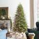 Glitzhome 7.5ft Pre-Lit Green Full Fir Artificial Christmas Tree with 1800 Warm White/Multi-color Horse Race LED Lights, 9 Function w/Foot Pedal and Remote Control, Simple Setup