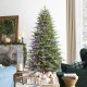 Glitzhome 7.5ft Pre-Lit Green Full Fir Artificial Christmas Tree with 1800 Warm White/Multi-color Horse Race LED Lights, 9 Function w/Foot Pedal and Remote Control, Simple Setup