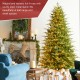 Glitzhome 7.5ft Pre-Lit Green Full Fir Artificial Christmas Tree with 1800 Warm White/Multi-color Horse Race LED Lights, 9 Function w/Foot Pedal and Remote Control, Simple Setup