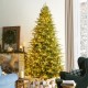 Glitzhome 9ft Pre-Lit Green Full Fir Artificial Christmas Tree with 2450 Warm White/Multi-color Horse Race LED Lights, 9 Function w/Foot Pedal and Remote Control, Simple Setup