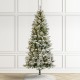 Glitzhome 7.5ft Pre-Lit Flocked Slim Pine Artificial Christmas Tree with 350 Warm White LED lights, 3 funciton w/ Foot Pedal and Remote Control