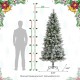 Glitzhome 7.5ft Pre-Lit Flocked Slim Pine Artificial Christmas Tree with 350 Warm White LED lights, 3 funciton w/ Foot Pedal and Remote Control