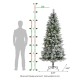 Glitzhome 7.5ft Pre-Lit Flocked Slim Pine Artificial Christmas Tree with 350 Warm White LED lights, 3 funciton w/ Foot Pedal and Remote Control