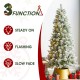 Glitzhome 7.5ft Pre-Lit Flocked Slim Pine Artificial Christmas Tree with 350 Warm White LED lights, 3 funciton w/ Foot Pedal and Remote Control