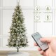Glitzhome 7.5ft Pre-Lit Flocked Slim Pine Artificial Christmas Tree with 350 Warm White LED lights, 3 funciton w/ Foot Pedal and Remote Control