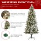 Glitzhome 7.5ft Pre-Lit Flocked Slim Pine Artificial Christmas Tree with 350 Warm White LED lights, 3 funciton w/ Foot Pedal and Remote Control