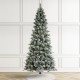 Glitzhome 9ft Pre-Lit Flocked Slim Pine Artificial Christmas Tree with 600 Warm White LED lights, 3 funciton w/ Foot Pedal and Remote Control, Simple Setup