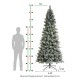 Glitzhome 9ft Pre-Lit Flocked Slim Pine Artificial Christmas Tree with 600 Warm White LED lights, 3 funciton w/ Foot Pedal and Remote Control, Simple Setup
