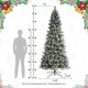Glitzhome 9ft Pre-Lit Flocked Slim Pine Artificial Christmas Tree with 600 Warm White LED lights, 3 funciton w/ Foot Pedal and Remote Control, Simple Setup