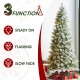 Glitzhome 9ft Pre-Lit Flocked Slim Pine Artificial Christmas Tree with 600 Warm White LED lights, 3 funciton w/ Foot Pedal and Remote Control, Simple Setup