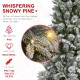 Glitzhome 9ft Pre-Lit Flocked Slim Pine Artificial Christmas Tree with 600 Warm White LED lights, 3 funciton w/ Foot Pedal and Remote Control, Simple Setup
