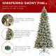 Glitzhome 9ft Pre-Lit Flocked Slim Pine Artificial Christmas Tree with 600 Warm White LED lights, 3 funciton w/ Foot Pedal and Remote Control, Simple Setup