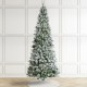 Glitzhome 11ft Pre-Lit Flocked Slim Pine Artificial Christmas Tree with 850 Warm White LED lights, 3 funciton w/ Foot Pedal and Remote Control, Simple Setup