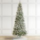Glitzhome 11ft Pre-Lit Flocked Slim Pine Artificial Christmas Tree with 850 Warm White LED lights, 3 funciton w/ Foot Pedal and Remote Control, Simple Setup
