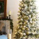 Glitzhome 11ft Pre-Lit Flocked Slim Pine Artificial Christmas Tree with 850 Warm White LED lights, 3 funciton w/ Foot Pedal and Remote Control, Simple Setup
