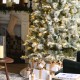 Glitzhome 11ft Pre-Lit Flocked Slim Pine Artificial Christmas Tree with 850 Warm White LED lights, 3 funciton w/ Foot Pedal and Remote Control, Simple Setup