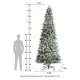 Glitzhome 11ft Pre-Lit Flocked Slim Pine Artificial Christmas Tree with 850 Warm White LED lights, 3 funciton w/ Foot Pedal and Remote Control, Simple Setup