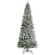 Glitzhome 11ft Pre-Lit Flocked Slim Pine Artificial Christmas Tree with 850 Warm White LED lights, 3 funciton w/ Foot Pedal and Remote Control, Simple Setup