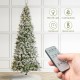 Glitzhome 11ft Pre-Lit Flocked Slim Pine Artificial Christmas Tree with 850 Warm White LED lights, 3 funciton w/ Foot Pedal and Remote Control, Simple Setup