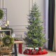 Glitzhome 7.5ft Pre-Lit Green Upward Slim Fir Artificial Christmas Tree with 500 Warm White and Multi-color LED lights, 9 funciton w/ Foot Pedal and Remote Control