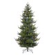 Glitzhome 7.5ft Pre-Lit Green Upward Slim Fir Artificial Christmas Tree with 500 Warm White and Multi-color LED lights, 9 funciton w/ Foot Pedal and Remote Control