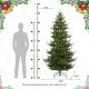 Glitzhome 7.5ft Pre-Lit Green Upward Slim Fir Artificial Christmas Tree with 500 Warm White and Multi-color LED lights, 9 funciton w/ Foot Pedal and Remote Control