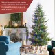Glitzhome 7.5ft Pre-Lit Green Upward Slim Fir Artificial Christmas Tree with 500 Warm White and Multi-color LED lights, 9 funciton w/ Foot Pedal and Remote Control
