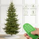 Glitzhome 7.5ft Pre-Lit Green Upward Slim Fir Artificial Christmas Tree with 500 Warm White and Multi-color LED lights, 9 funciton w/ Foot Pedal and Remote Control