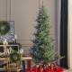 Glitzhome 9ft Pre-Lit Green Upward Slim Fir Artificial Christmas Tree with 700 Warm White and Multi-color LED Lights, 9 funciton w/ Foot Pedal and Remote Control, Simple Setup