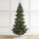 Glitzhome 9ft Pre-Lit Green Upward Slim Fir Artificial Christmas Tree with 700 Warm White and Multi-color LED Lights, 9 funciton w/ Foot Pedal and Remote Control, Simple Setup