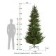 Glitzhome 9ft Pre-Lit Green Upward Slim Fir Artificial Christmas Tree with 700 Warm White and Multi-color LED Lights, 9 funciton w/ Foot Pedal and Remote Control, Simple Setup