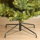 Glitzhome 9ft Pre-Lit Green Upward Slim Fir Artificial Christmas Tree with 700 Warm White and Multi-color LED Lights, 9 funciton w/ Foot Pedal and Remote Control, Simple Setup