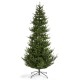 Glitzhome 9ft Pre-Lit Green Upward Slim Fir Artificial Christmas Tree with 700 Warm White and Multi-color LED Lights, 9 funciton w/ Foot Pedal and Remote Control, Simple Setup