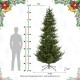 Glitzhome 9ft Pre-Lit Green Upward Slim Fir Artificial Christmas Tree with 700 Warm White and Multi-color LED Lights, 9 funciton w/ Foot Pedal and Remote Control, Simple Setup
